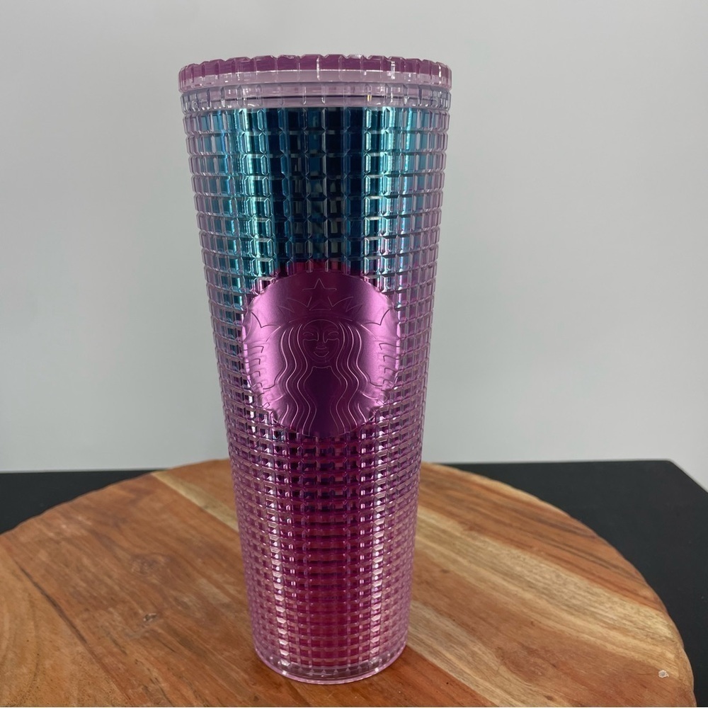 Starbucks‎ blue and pink ombré grid tumbler 24 oz